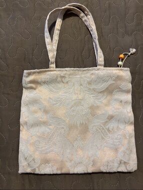 Elegant Cream Brocade Tote Bag